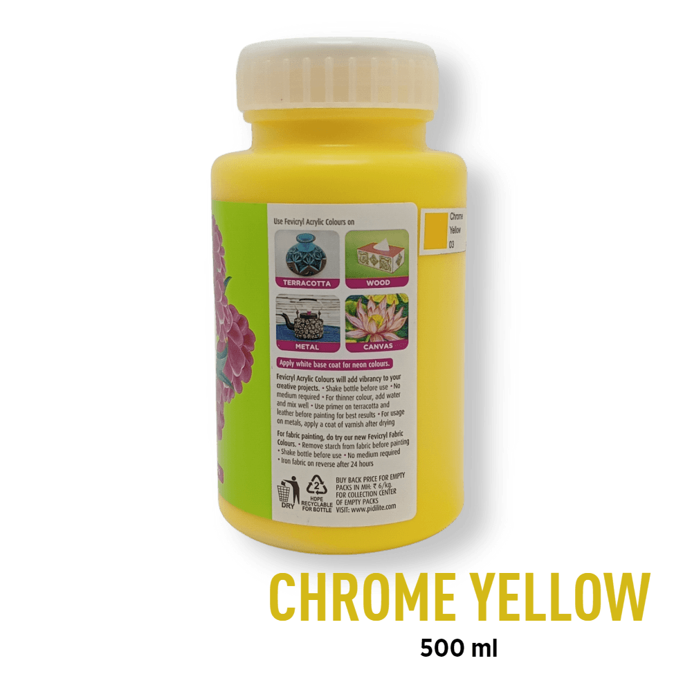 Fevicryl Acrylic Paint - Chrome Yellow (03) - BohriAli.com