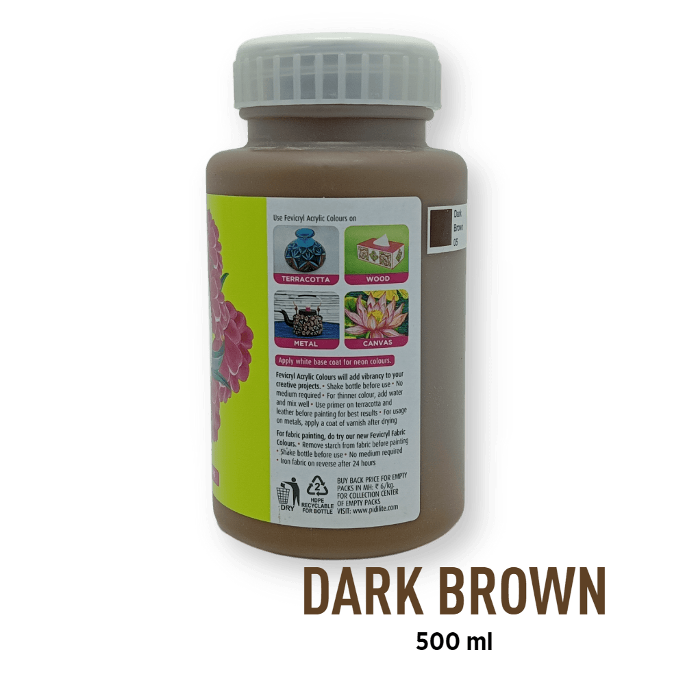 Fevicryl Acrylic Paint - Dark Brown (05)