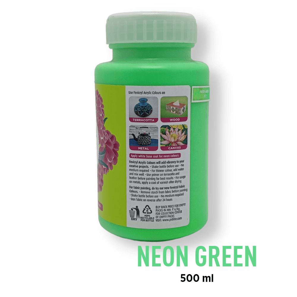 Fevicryl Acrylic Paint - Neon Green (012) - BohriAli.com