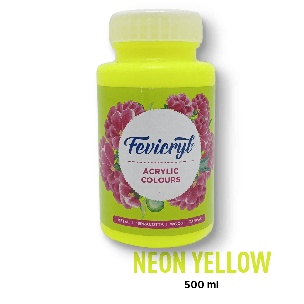 Fevicryl Acrylic Paint - Neon Yellow (011) - BohriAli.com
