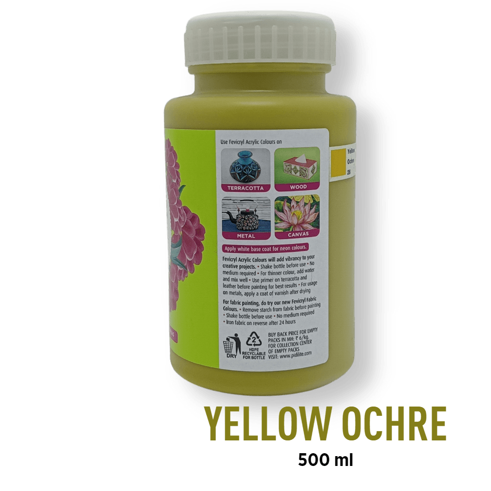 Fevicryl Acrylic Paint - Yellow Ochre (26) - BohriAli.com