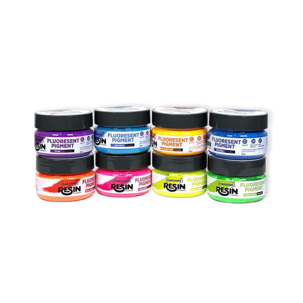 Haksons Fluorescent Pigments / Neon Powders - Pack of 8 (Resin/Jesmonite/Concrete) - BohriAli.com