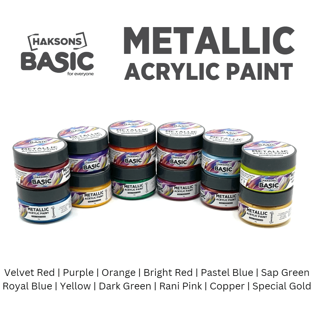 Haksons Metallic Acrylic Paint - Pack of 12 - BohriAli.com