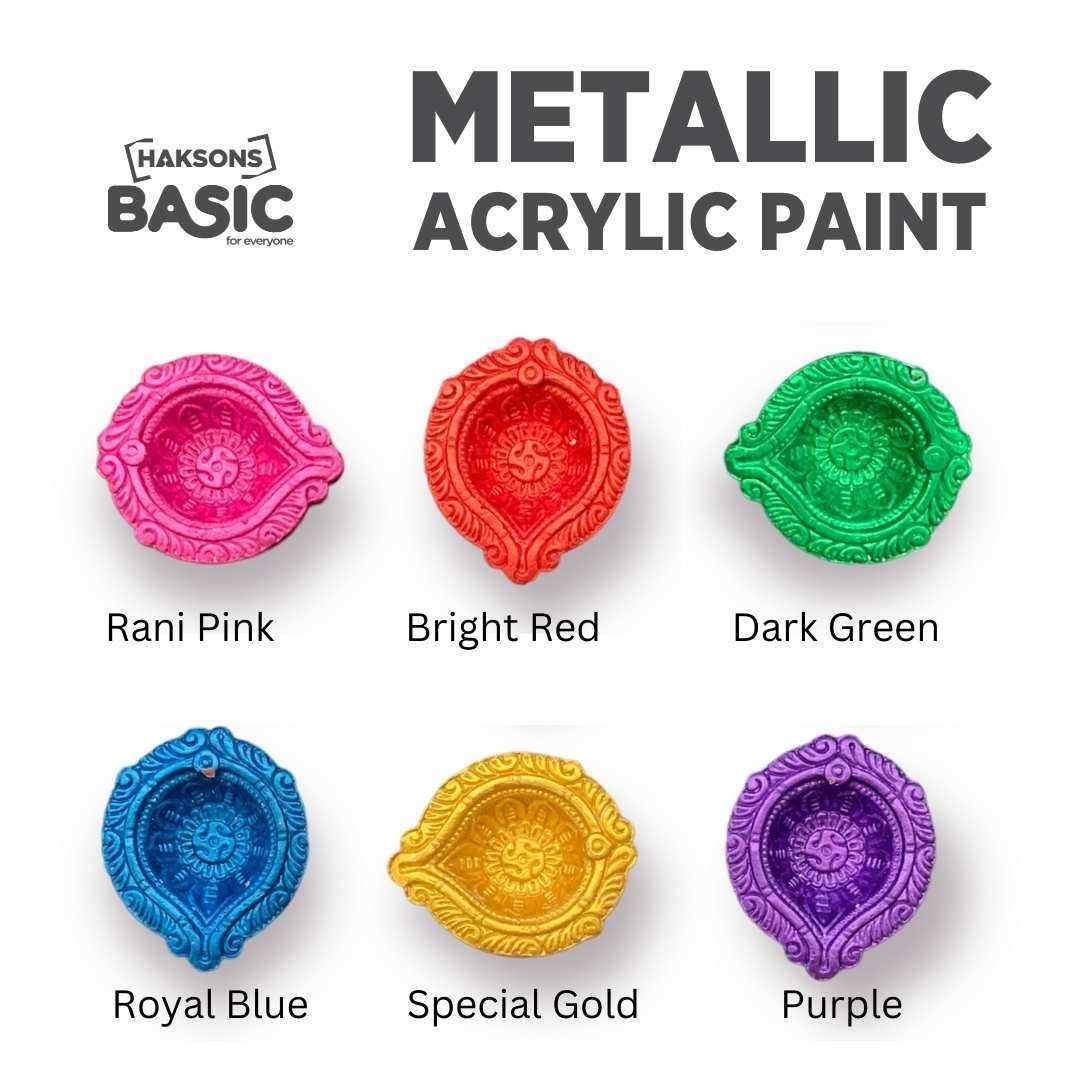 Haksons Metallic Acrylic Paint - Pack of 6 - BohriAli.com