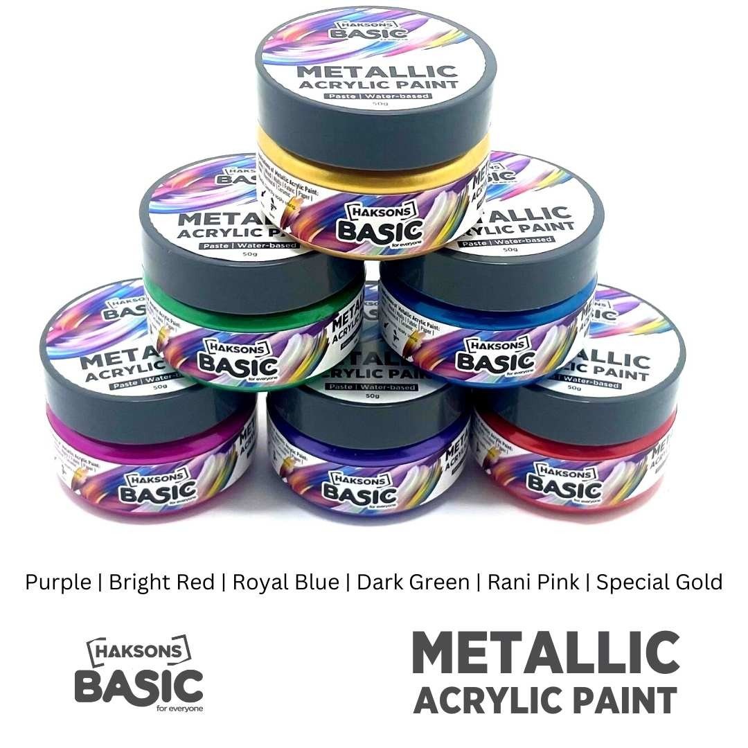 Haksons Metallic Acrylic Paint - Pack of 6 - BohriAli.com